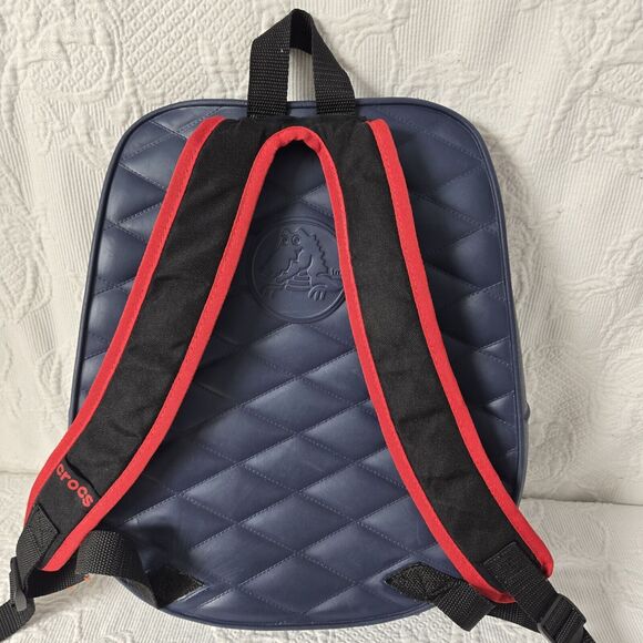 Rare Round Crocs Backpack Clear Blue Croslite Holes Jibbitz Embossed School Work - Picture 3 of 5